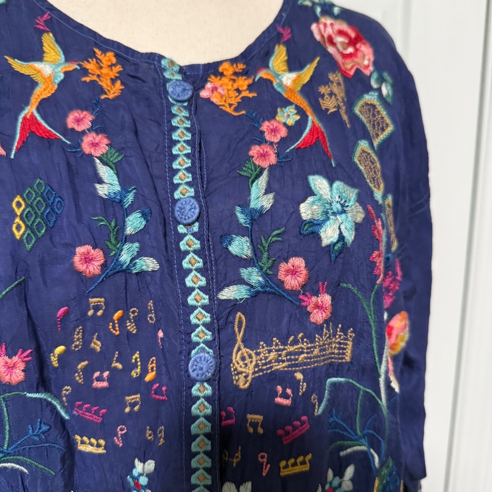 Johnny Was Catina Blouse Button Tunic Shirt Womens XL floral nature embroidered - Picture 14 of 14